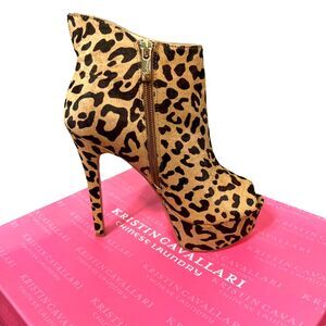 Chinese Laundry Kristin Cavallari Womens Calf Hair Bootie Heels Animal Print 7.5
